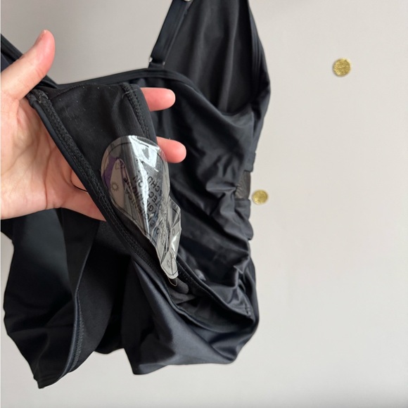 Black One-Piece Swimsuit with Sheer Waist Panel - Picture 9 of 16